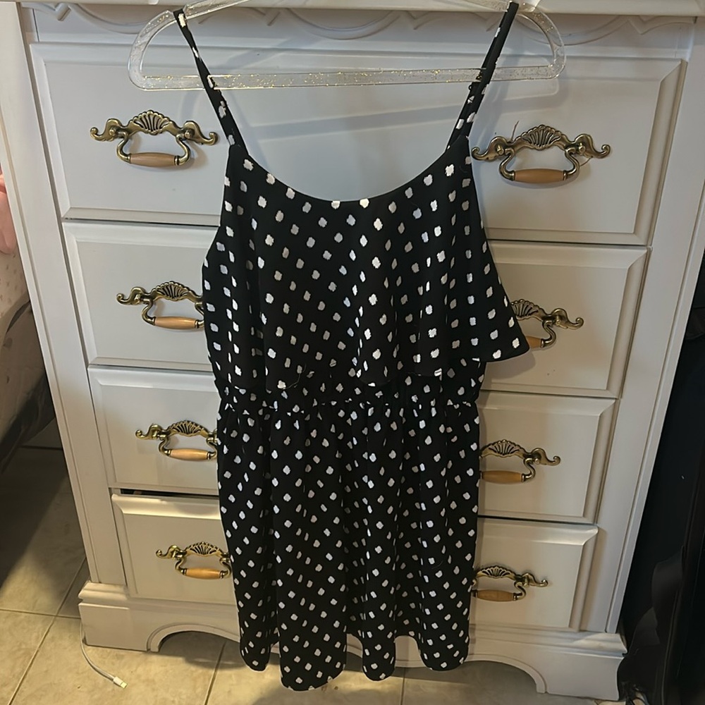 Black and white polka dot sun dress